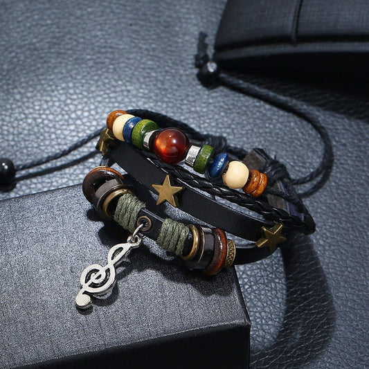 SIMPLE MULTI-LAYER BEADED LEATHER BRACELET_CWMM4454