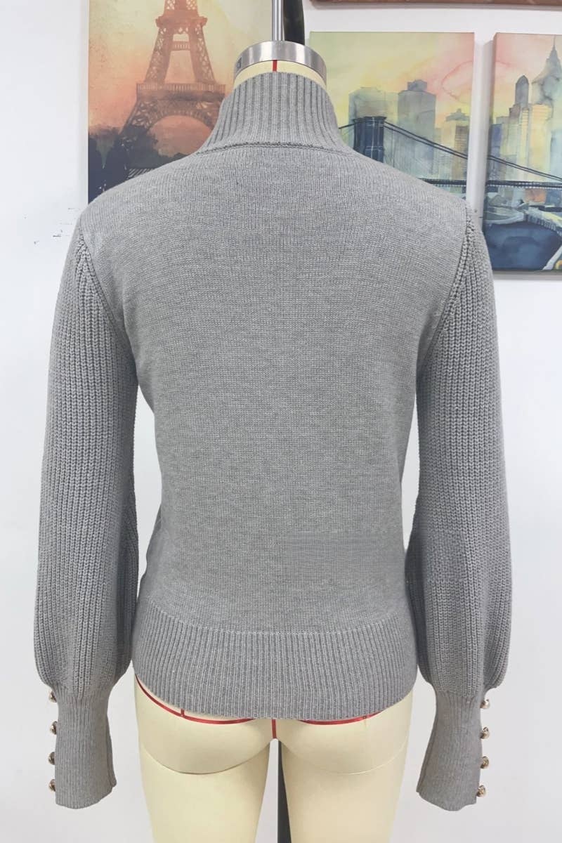 CWOSWL605_Turtle Neck Long Sleeve With Botton Sweater