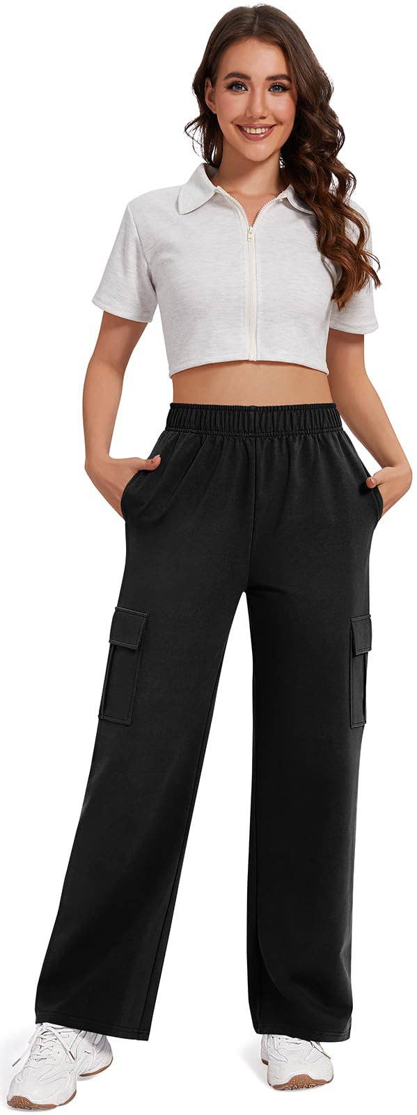CASUAL JOGGING ELASTICATED WAIST WIDE LEG PANTS