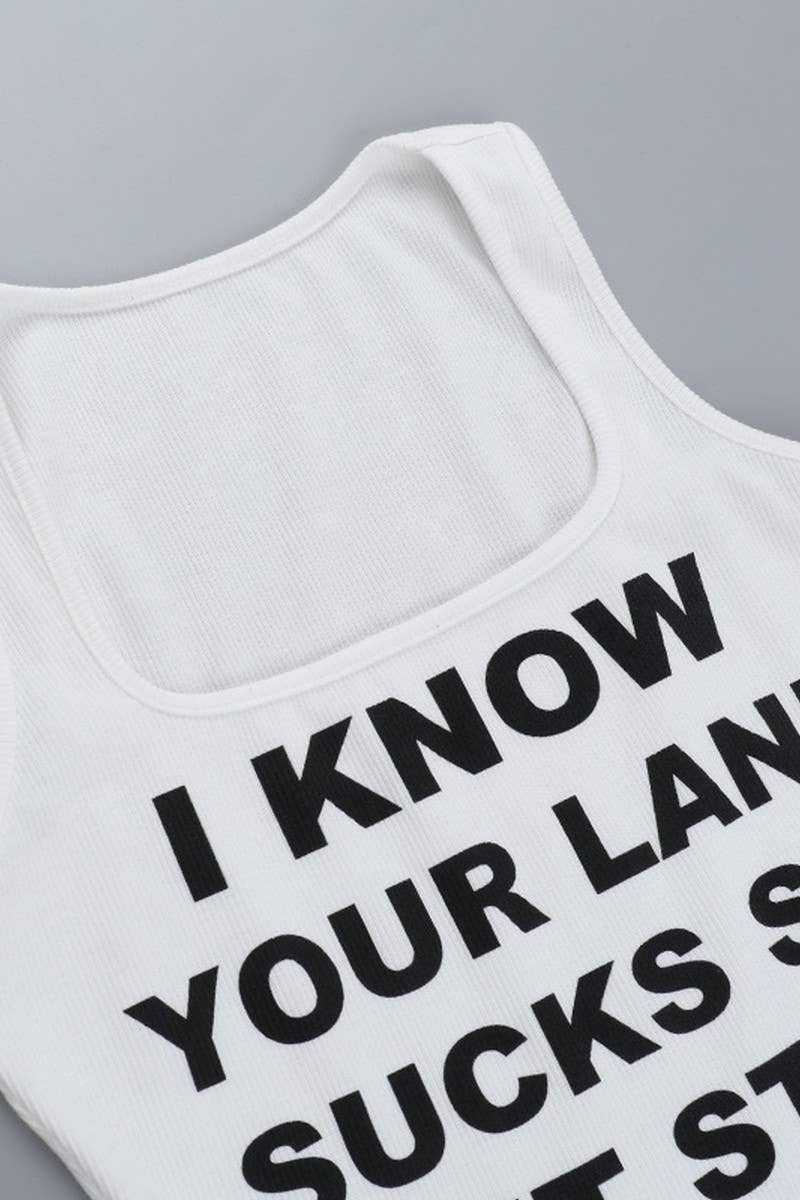 CWTTK0872_LETTER PRINT SLIM FIT SLEEVELESS TANK TOP