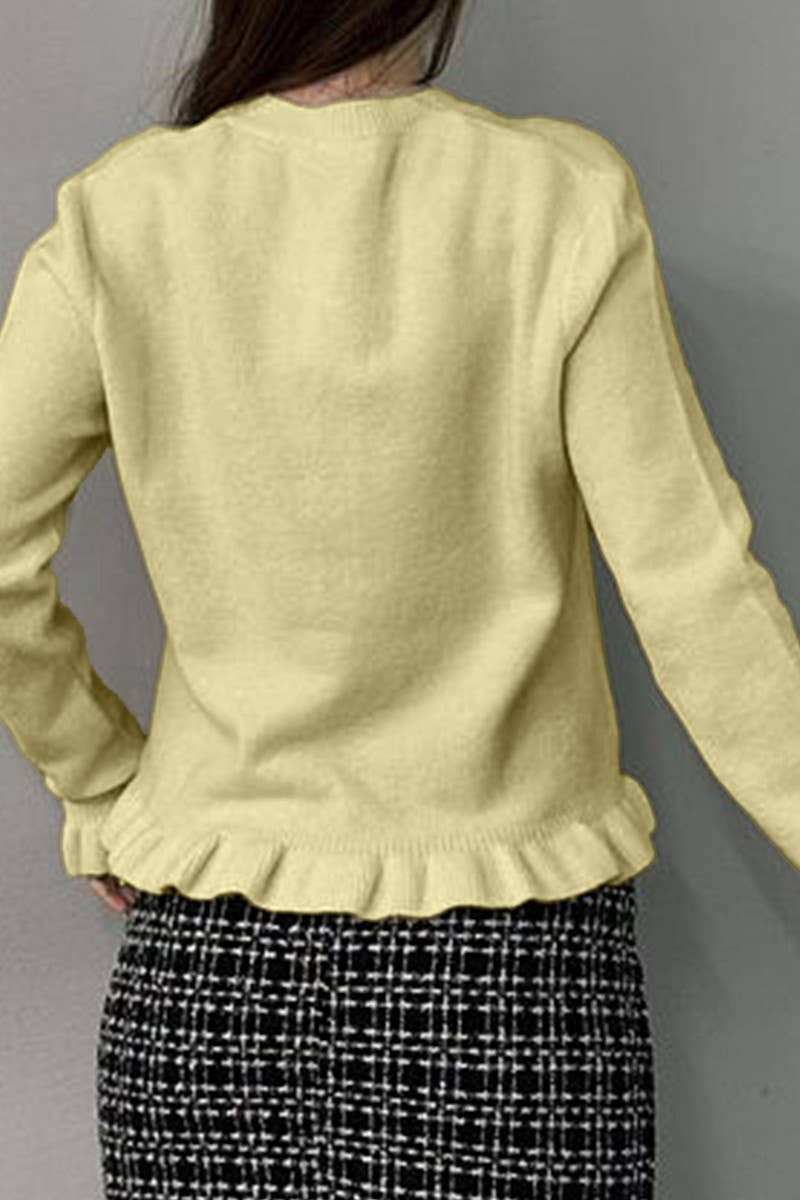 CWOCAL00776_SOLID COLOR RUFFLED KNITTED BUTTON TOP