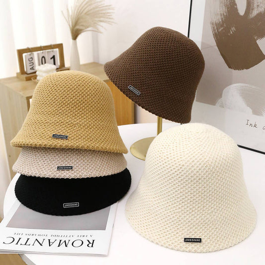 OUTDOOR KNITTED HOLLOW SUN PROTECTION BUCKET HAT_CWAB2849