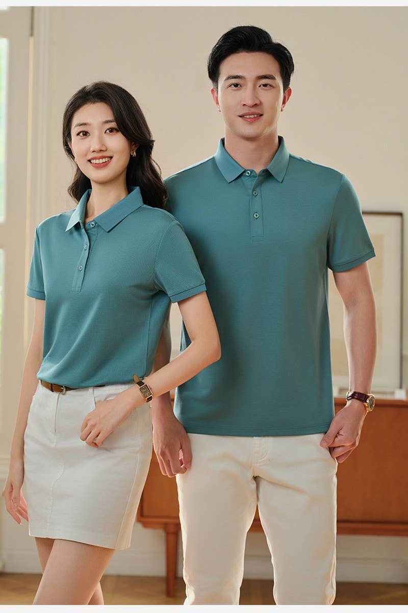 CWTBLS02431_SOLID COLOR MULBERRY SILK LAPEL POLO SHIRT