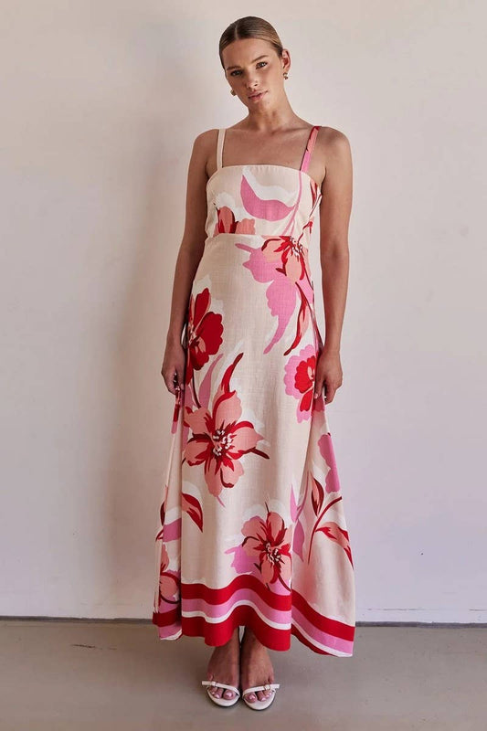 CWDMD5214_FLORAL SPAGHETTI STRAP SLIM MAXI VACATION DRESS