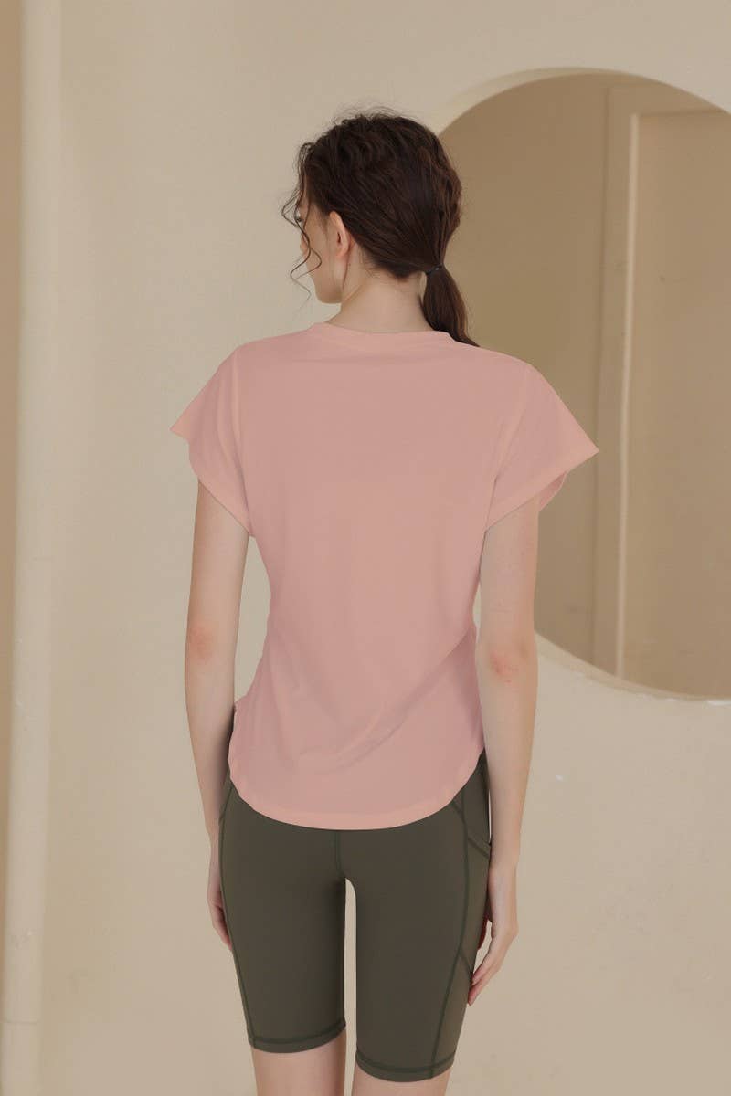 CWTSTS0394_ROUND NECK SHORT SLEEVE FITNESS YOGA TOP