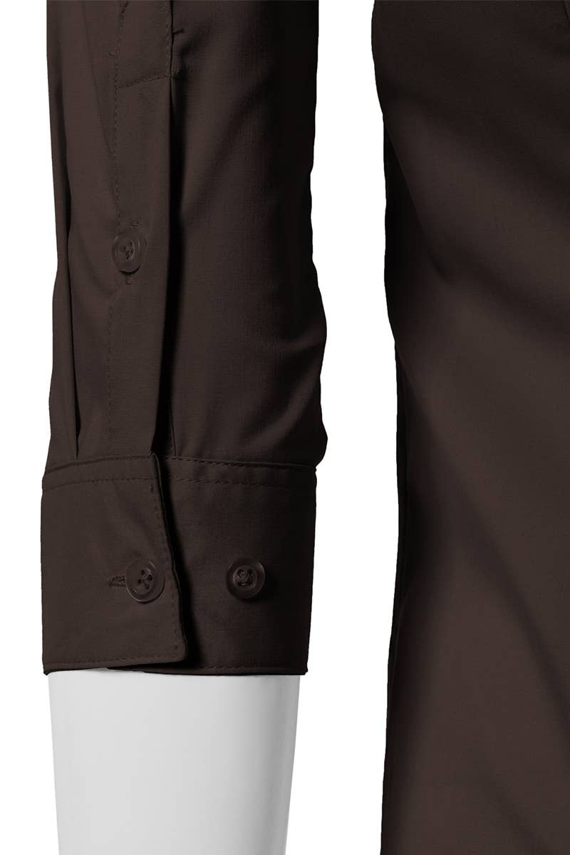 CWTSTS116_Basic Slim Fit Simple 3/4 Sleeve Button Down Shirt