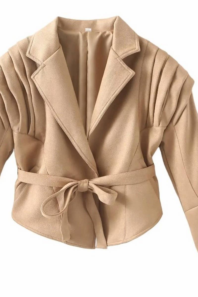 CWOCO1063_VINTAGE CASUAL LACE-UP FAUX LEATHER JACKET