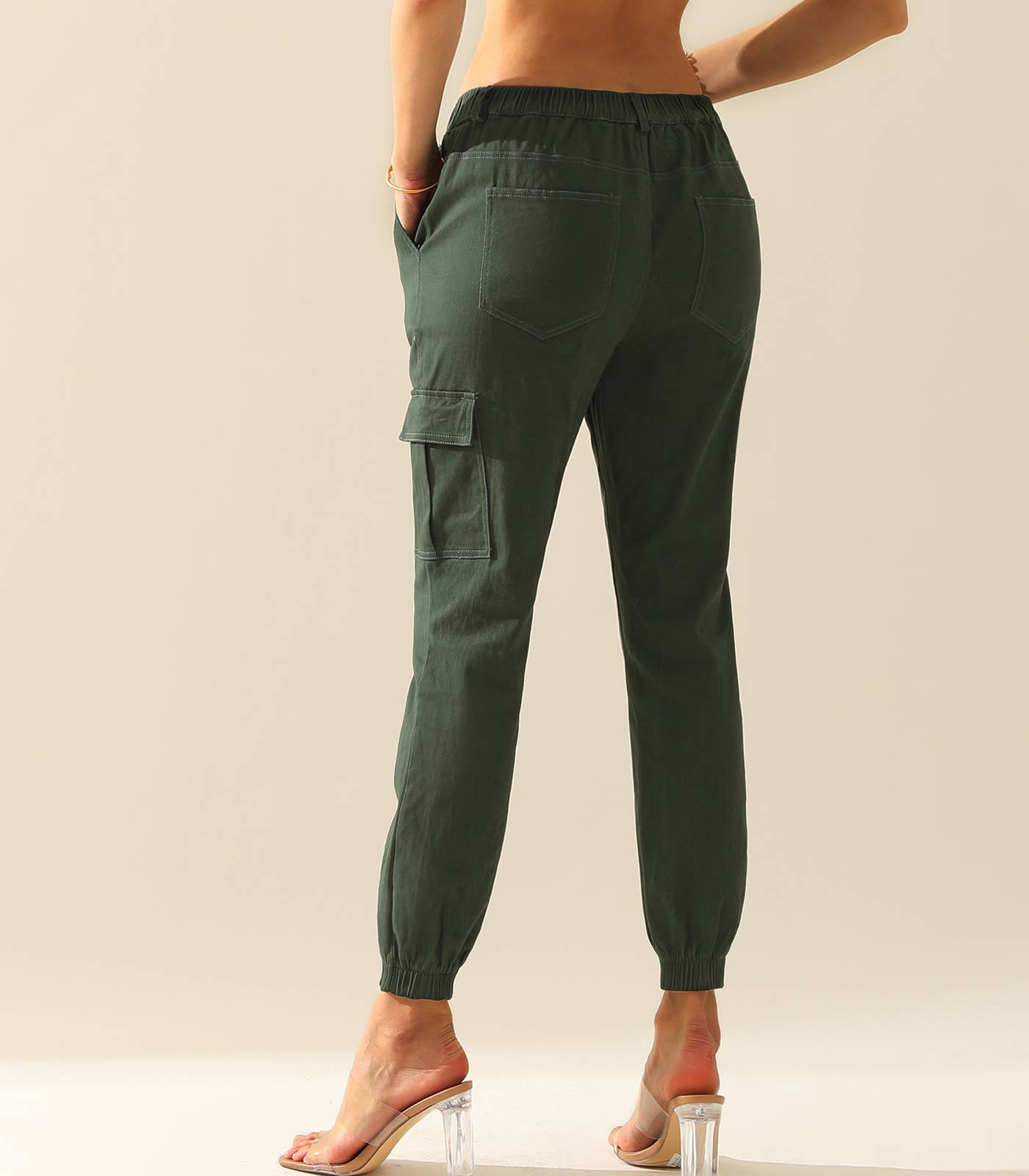 CWBLP400_Elastic Waist Cargo Pants Cotton Cargo Work Pants