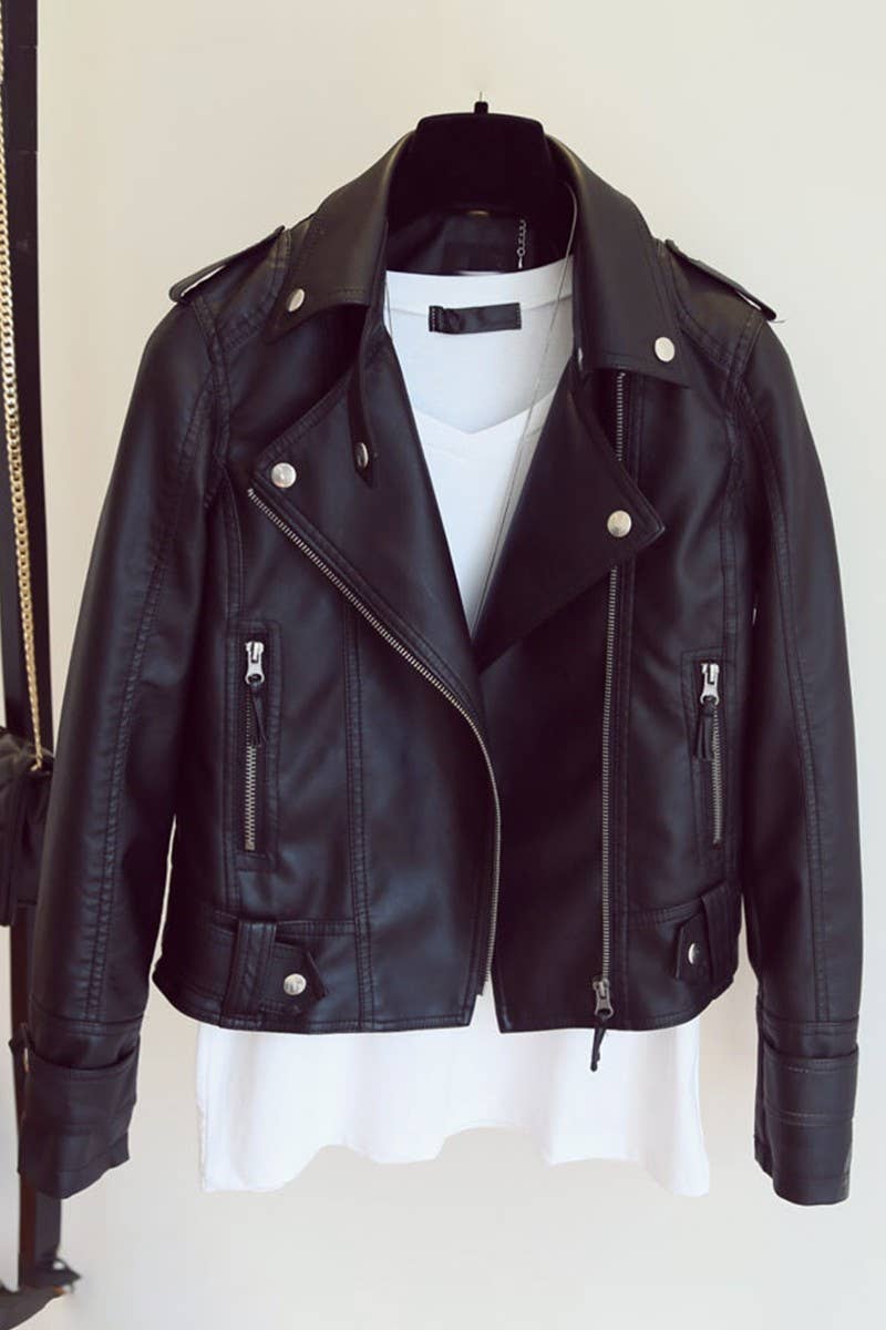 CWOSWL07123_FASHION SLIM FIT LAPEL LEATHER MOTORCYCLE JACKET