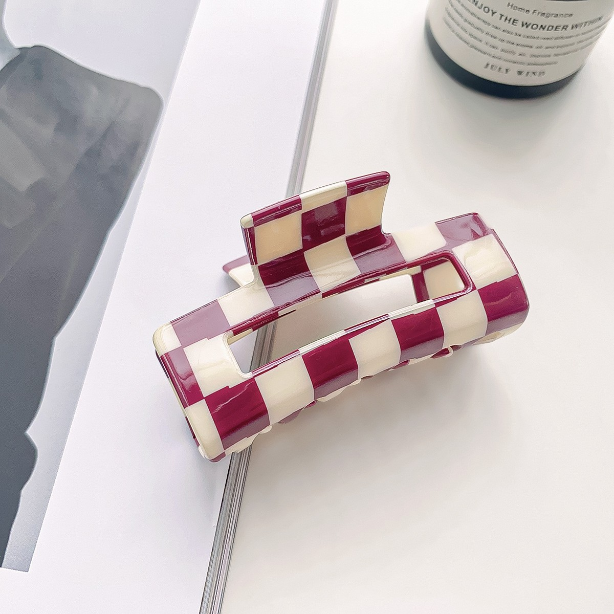 Checkerboard Hair Claw ??Candy Color Acetate Look_CWAHA0395