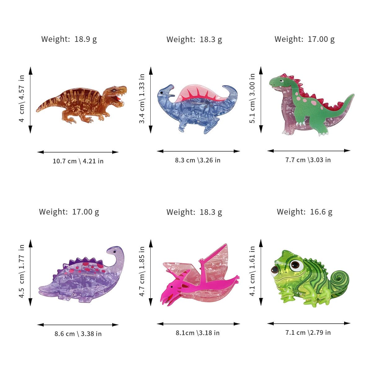 Dinosaur acrylic gripper Lizard hair clip