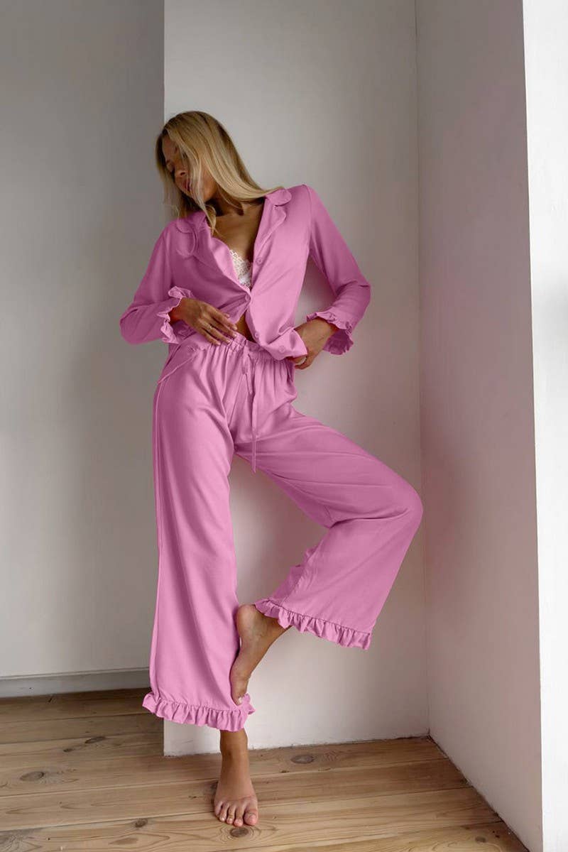 CWSPJ0309_RUFFLED LONG-SLEEVED TROUSERS SLEEPING SET