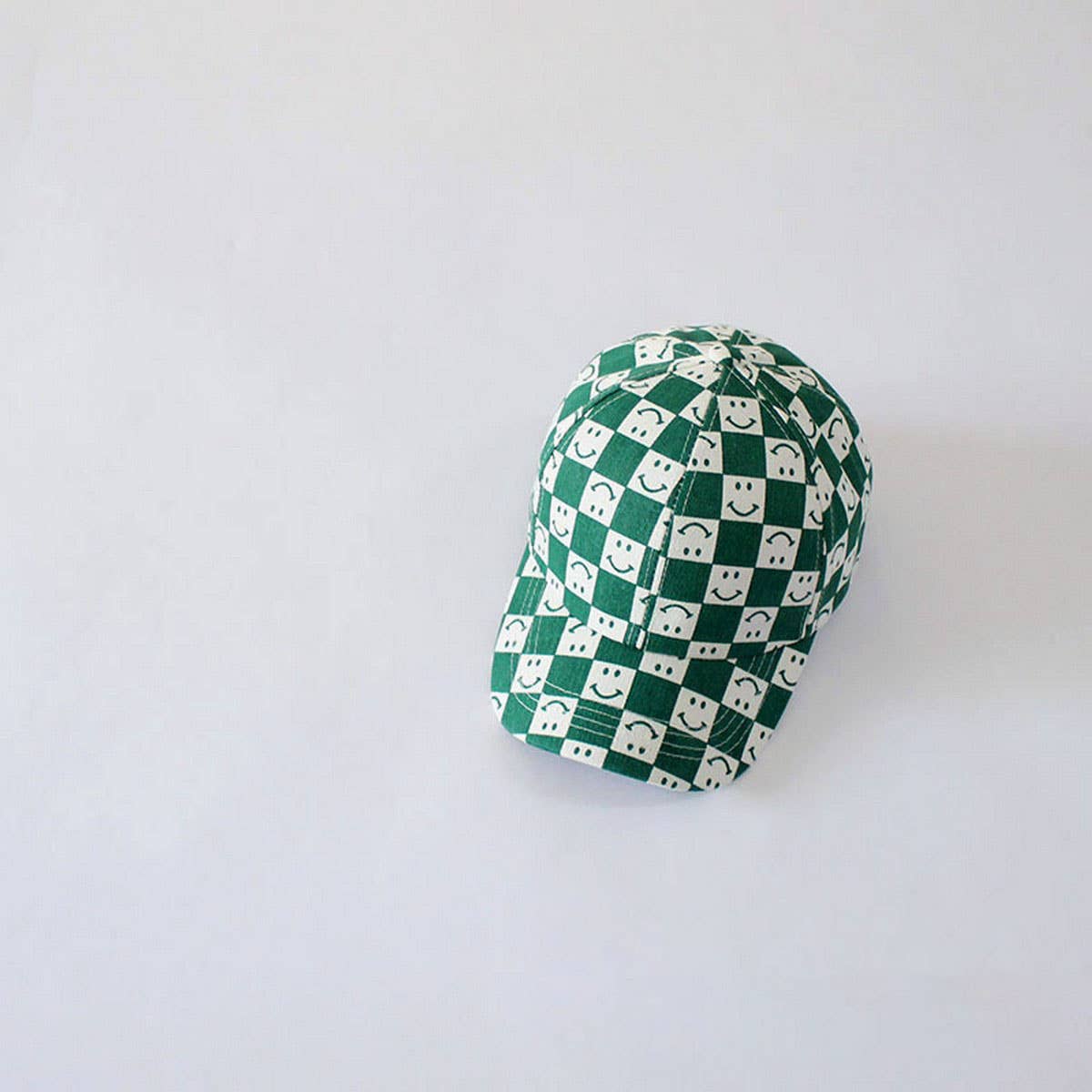 CHILDREN'S CHECKERBOARD SMILEY FACE BASEBALL CAP_CWAH2892