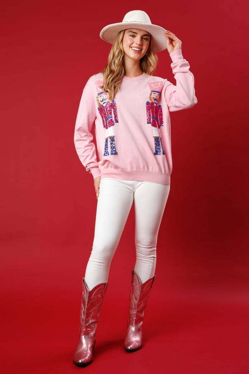 CWTBLL01234_CREW NECK CHRISTMAS SEQUINED SWEATSHIRT