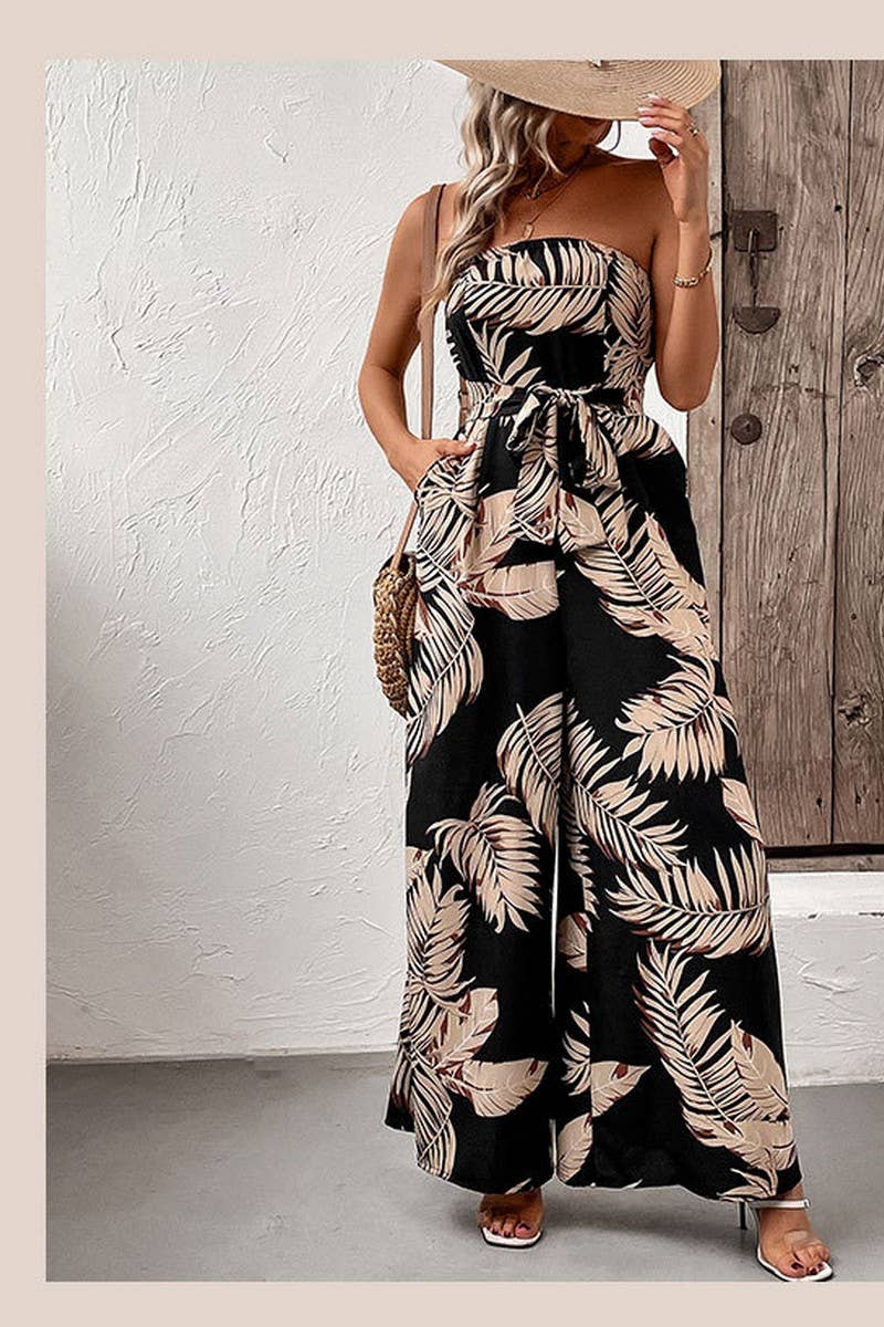 CWSJS0689_CASUAL TUBE TOP PRINTED JUMPSUIT