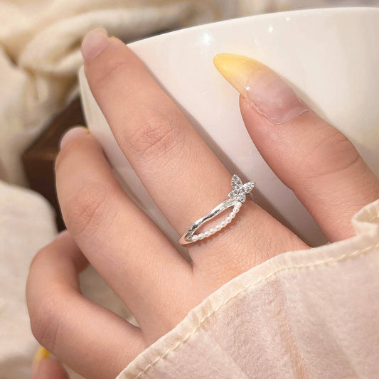 TEMPERAMENT SWEET PEARL OPEN RING FOR WOMEN
