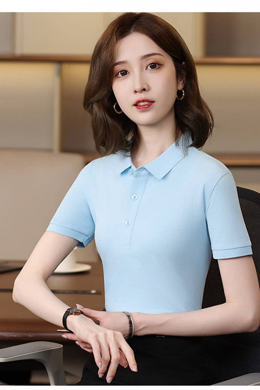CWTBLS02457_SLIM FIT SOLID COLOR POLO SHIRT WOMEN