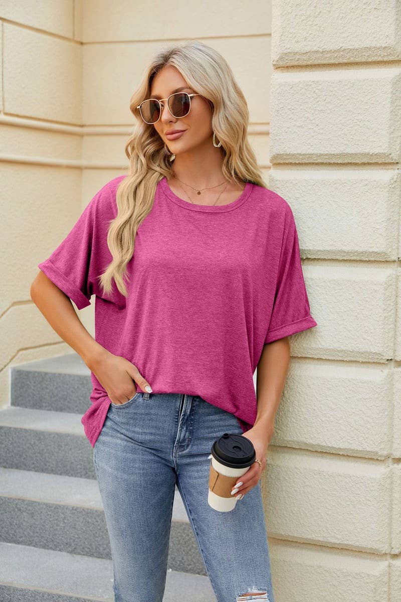 CWTTS0816_Round Neck Short Sleeve Knit Top