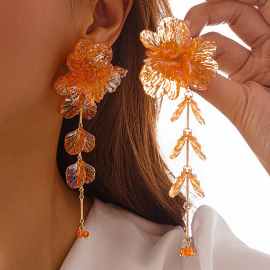 COLORFUL MERMAID FLOWER NECKLACE EARRING SET