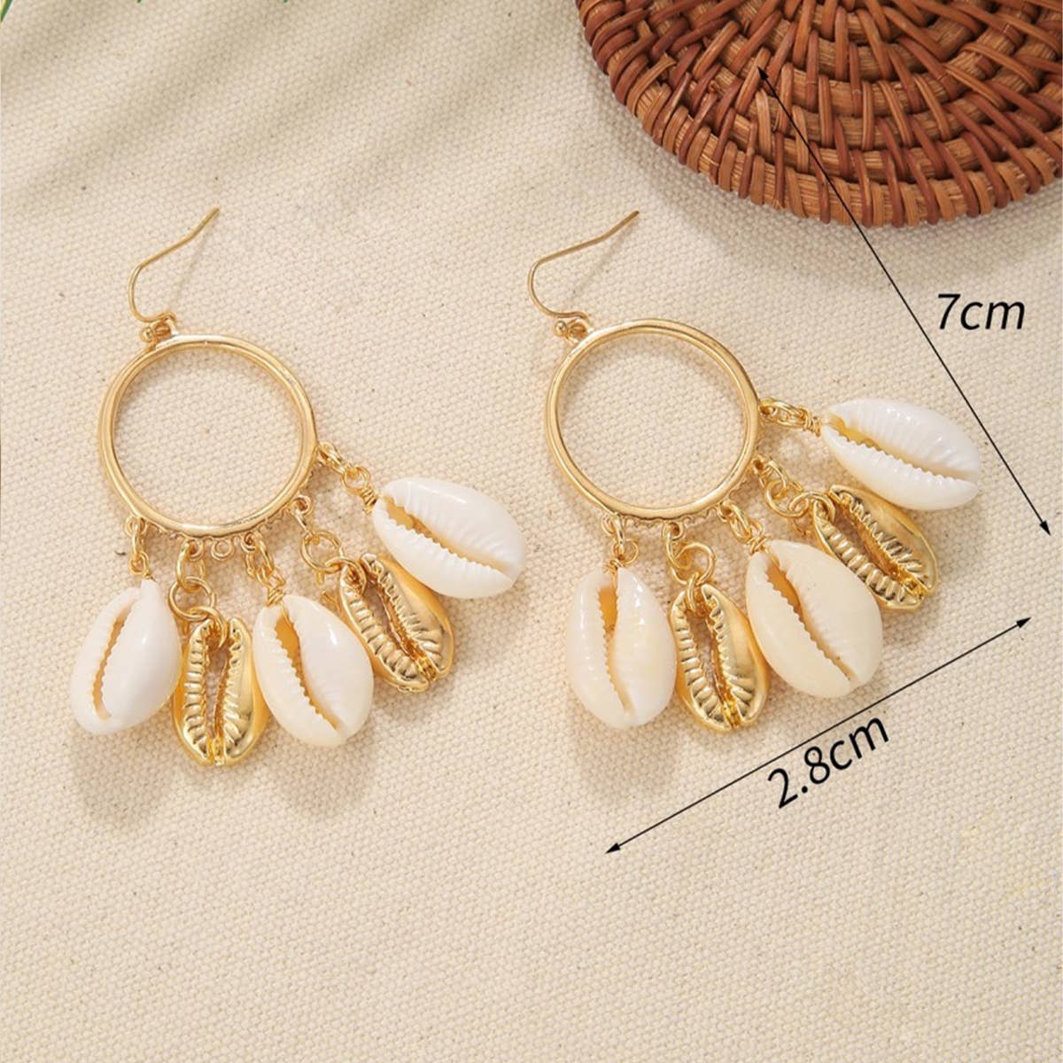 NEW SHELL BEADED PENDANT EARRINGS