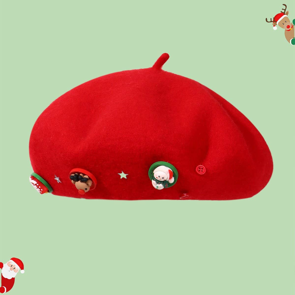 CWAH04566_WOMEN CHRISTMAS BERET HAT VINTAGE WINTER CAP