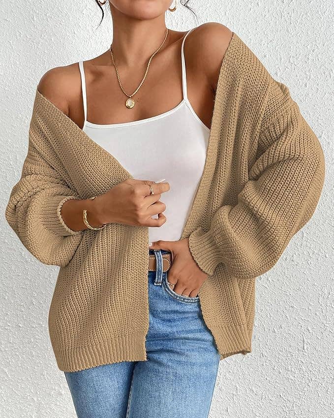 CASUAL COARSE CARDIGAN SOLID COLOR LOOSE COAT