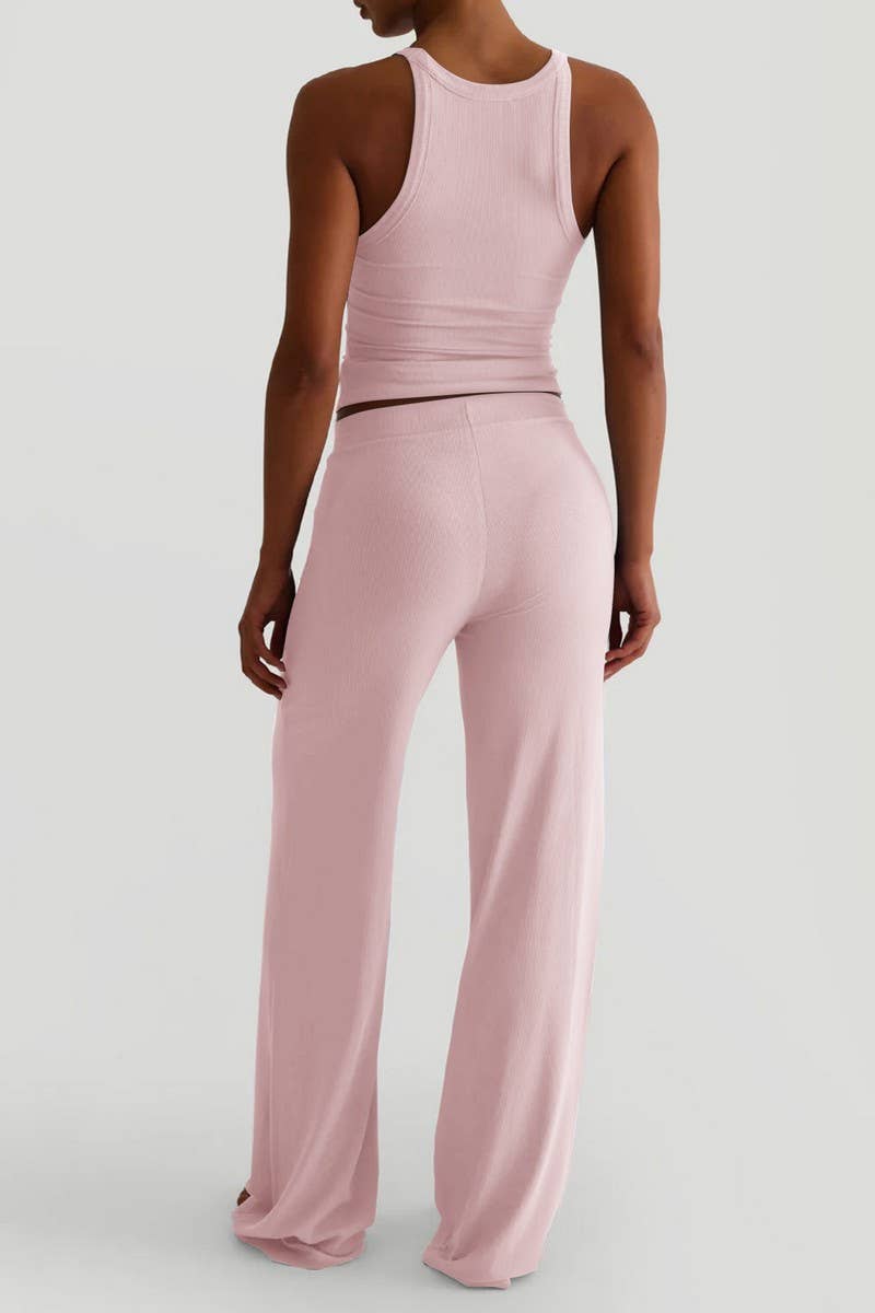 CWSTB00442_SPORTS YOGA TANK TOP & WIDE LEG PANTS SET