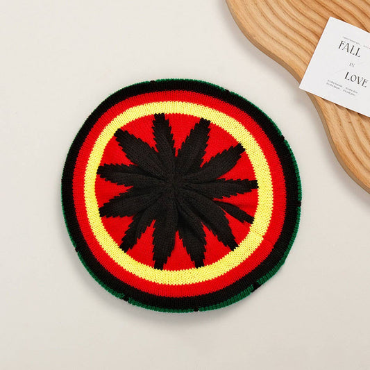 CWAH04357_WOMEN RAINBOW STRIPED KNIT BERET HAT