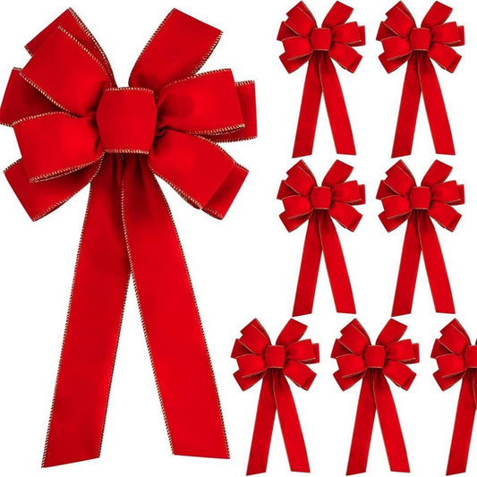 CWMM10193_RED VELVET CHRISTMAS BOW RIBBON ORNAMENT