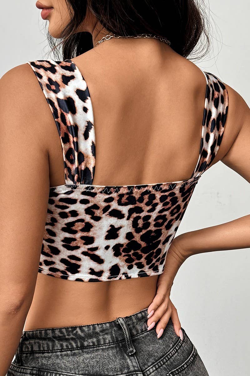 CWTTK0754_LEOPARD PRINT DEEP V HERRINGBONE UNDERWIRE VEST