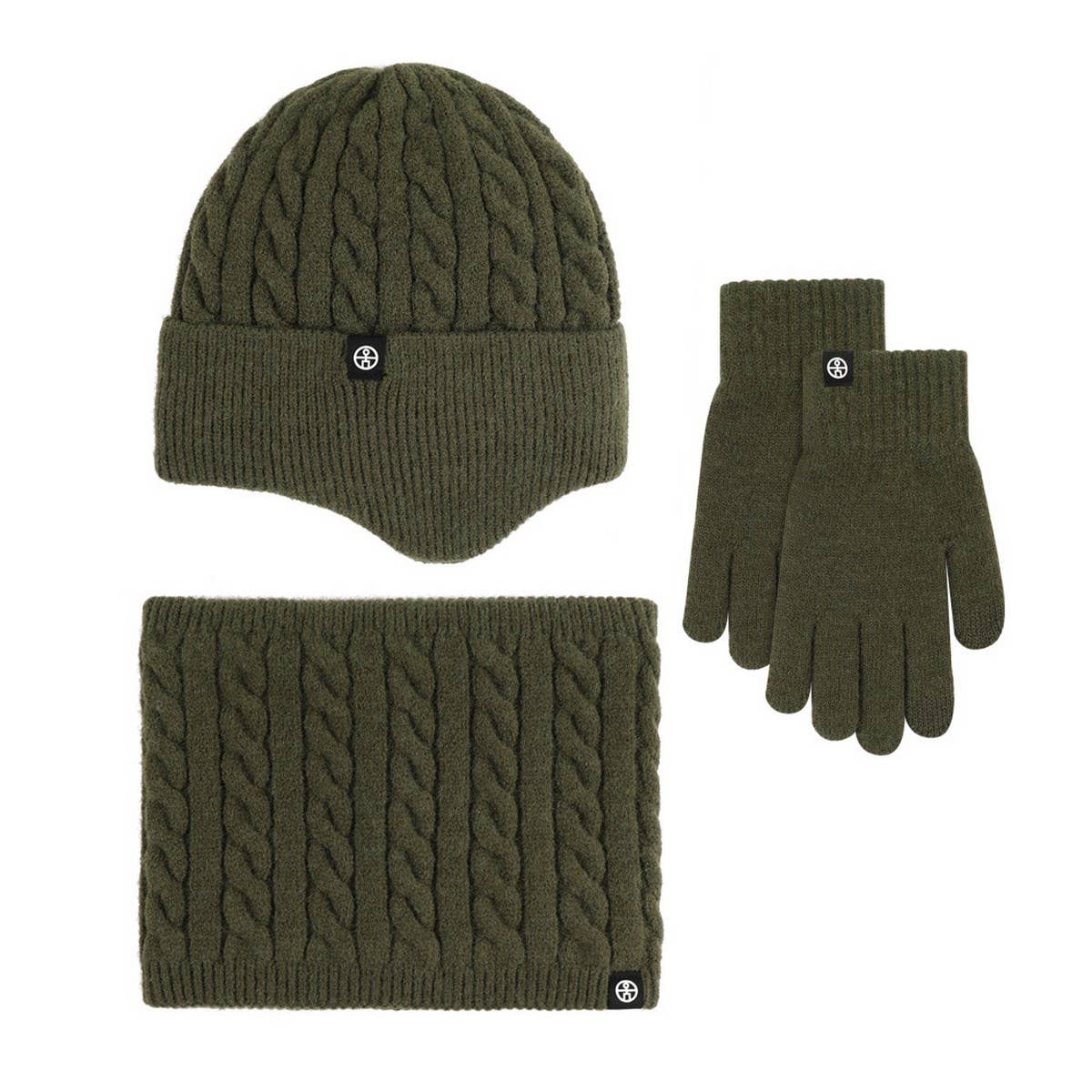 WINTER OUTDOOR VELVET SCARF WARM THREE-PIECE SUIT
