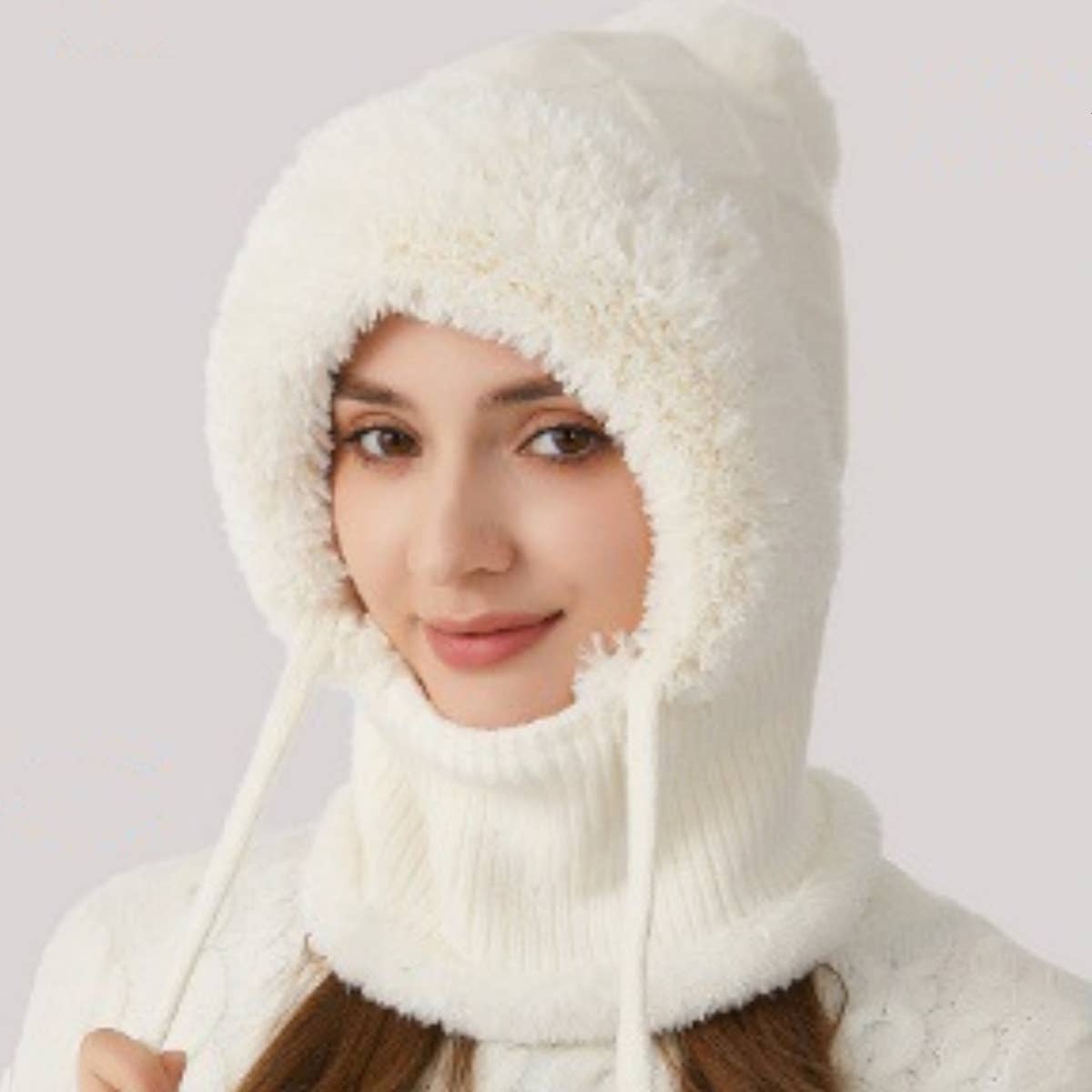 CWAH2208_KNITTED WINTER FLEECE OUTDOOR HAT NECK SET