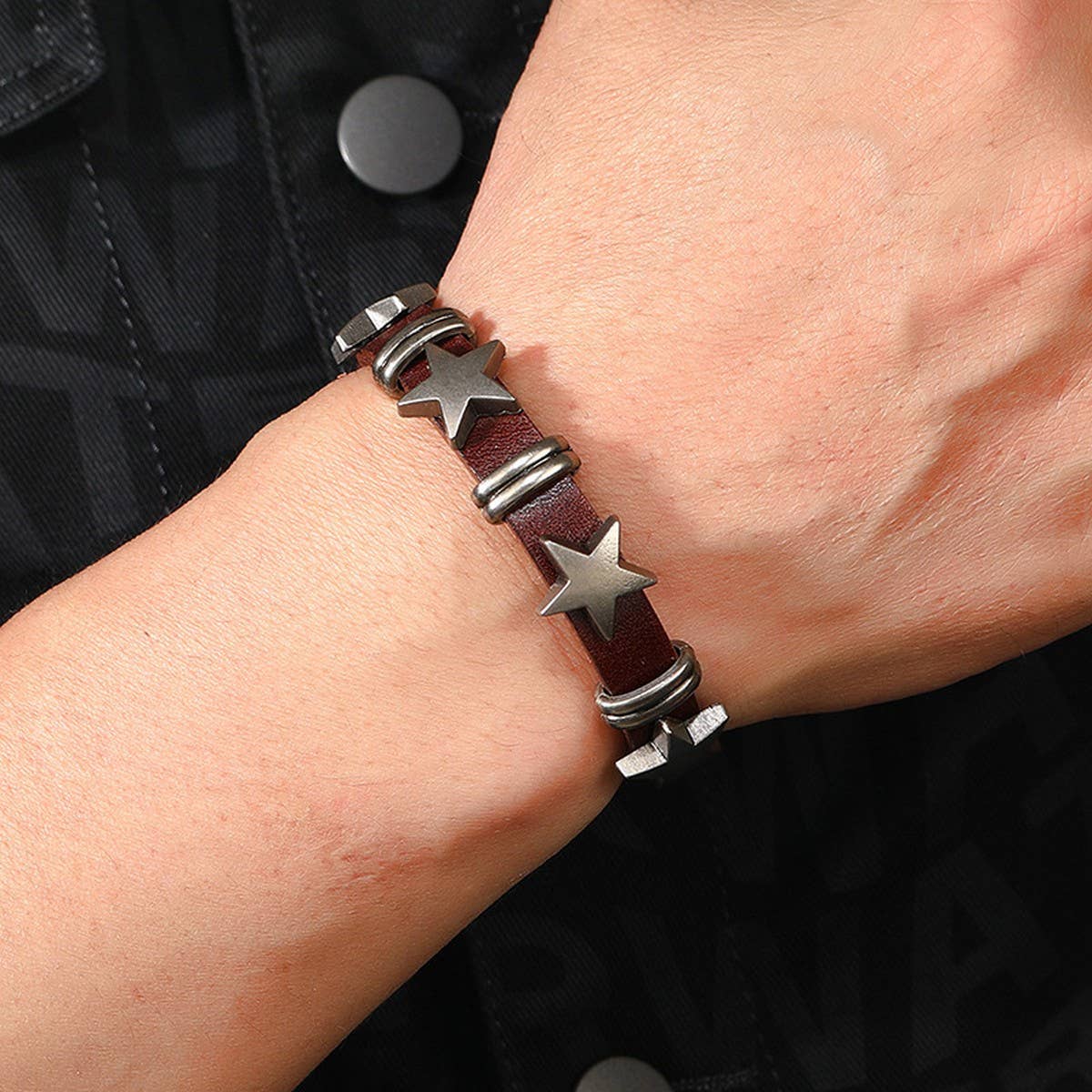 FIVE-POINTED STAR RETRO COWHIDE CREATIVE BRACELET