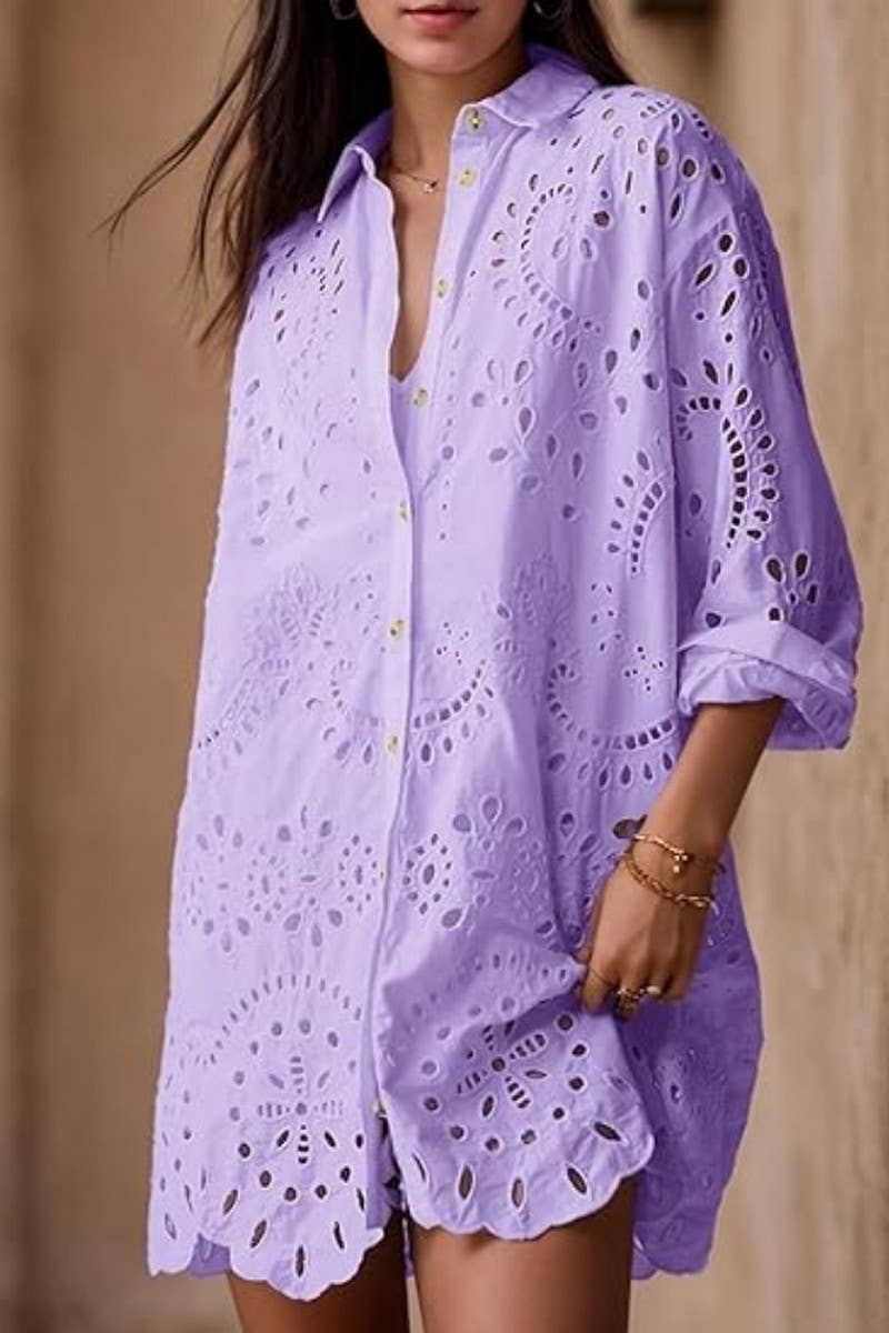 CWTDSS0072_SOLID LOOSE EMBROIDERED HOLLOW OUT SHIRT TOP