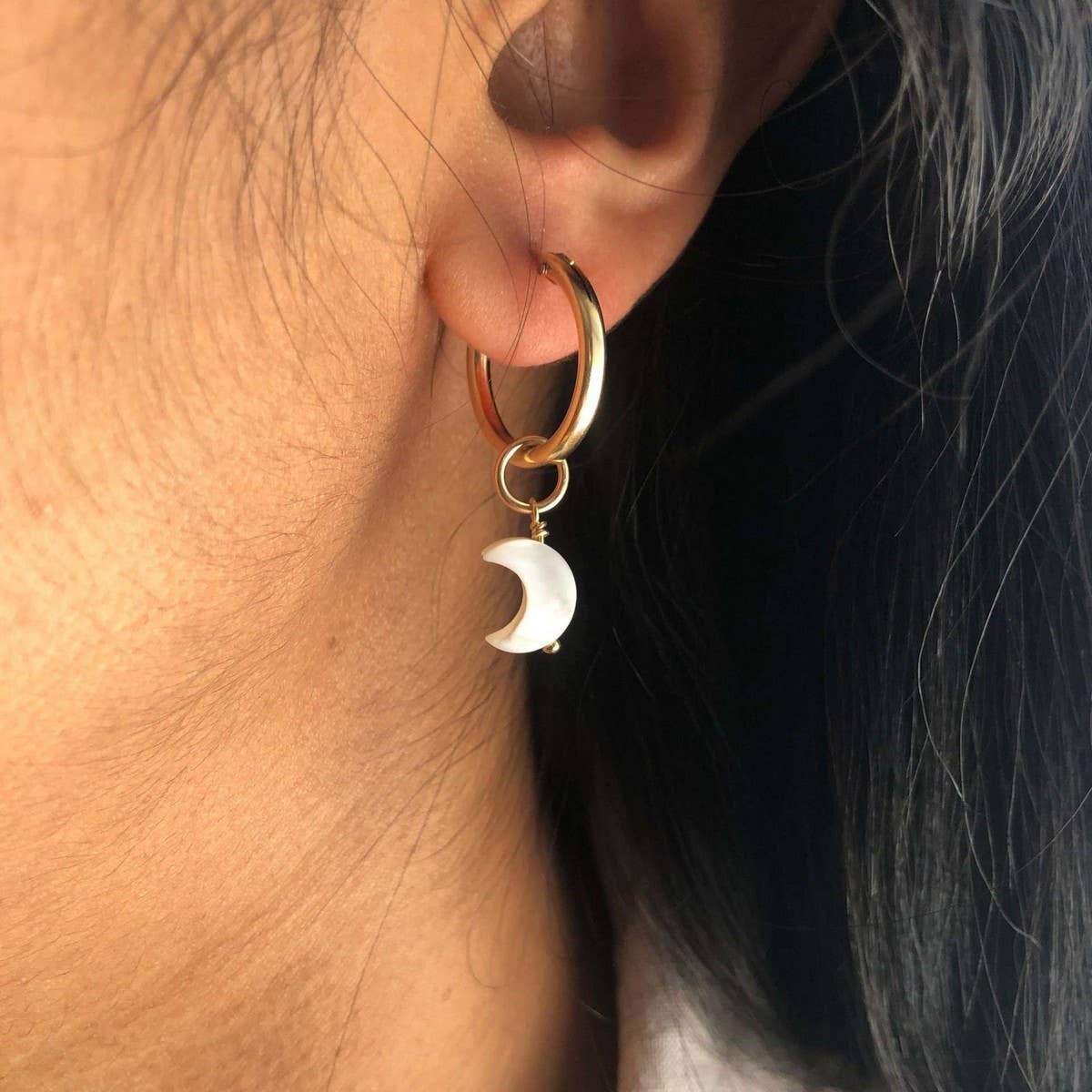 Vintage Mother of Pearl Star Moon Shell Earrings
