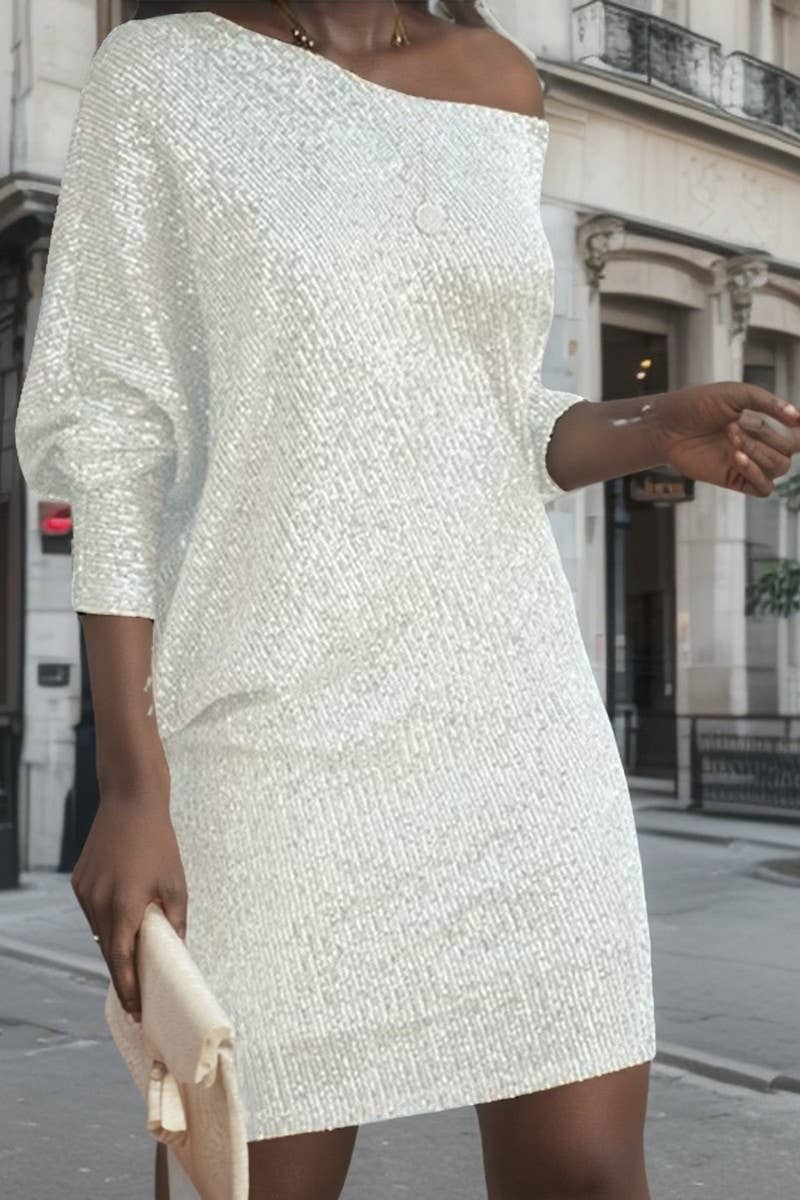 CWDSD7905_ONE-SHOULDER SEQUIN MINI DRESS FOR EVENING