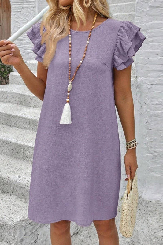 CWDSD8781_NEW SUMMER FRESH SWEET SLIM SOLID COLOR DRESS