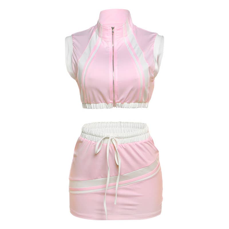 Crop top slimming and hip-hugging skirt suit