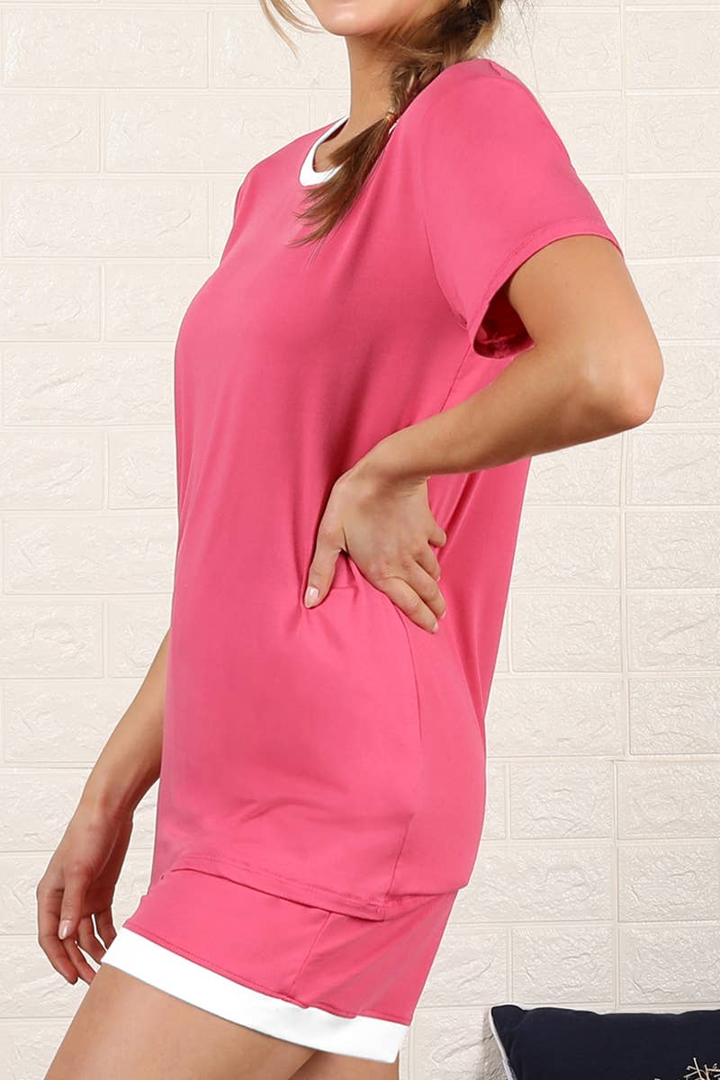 CWSPJ031-P_SHORT SLEEVE TOP WITH SHORTS PAJAMA SET