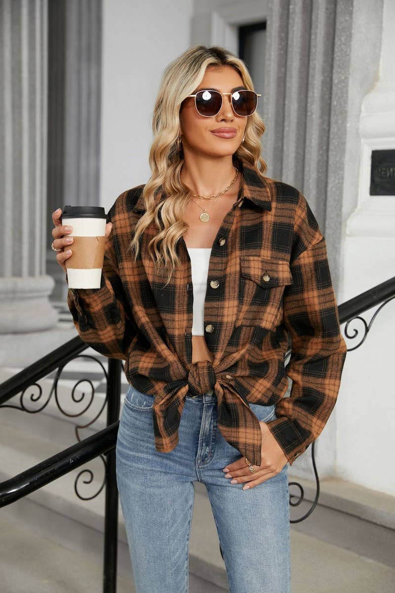 CWTSTL1296_CASUAL PLAID BRUSHED LONG SLEEVE SHIRT