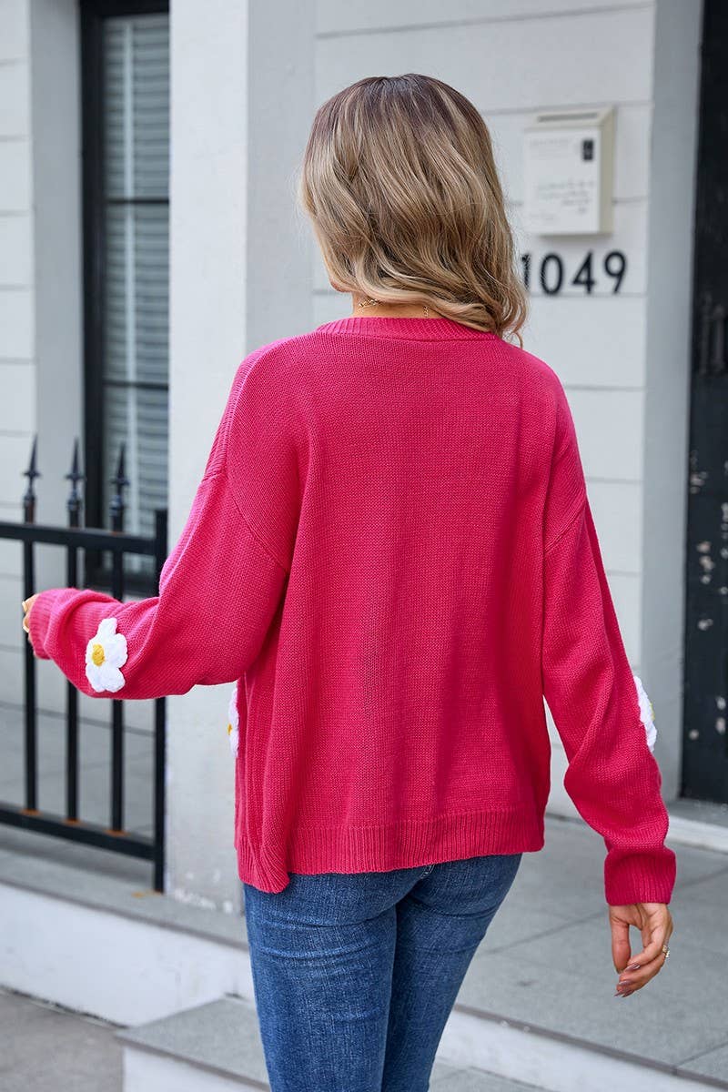 CWOCAL0929_FLORAL BUTTON KNIT CARDIGAN JACKET