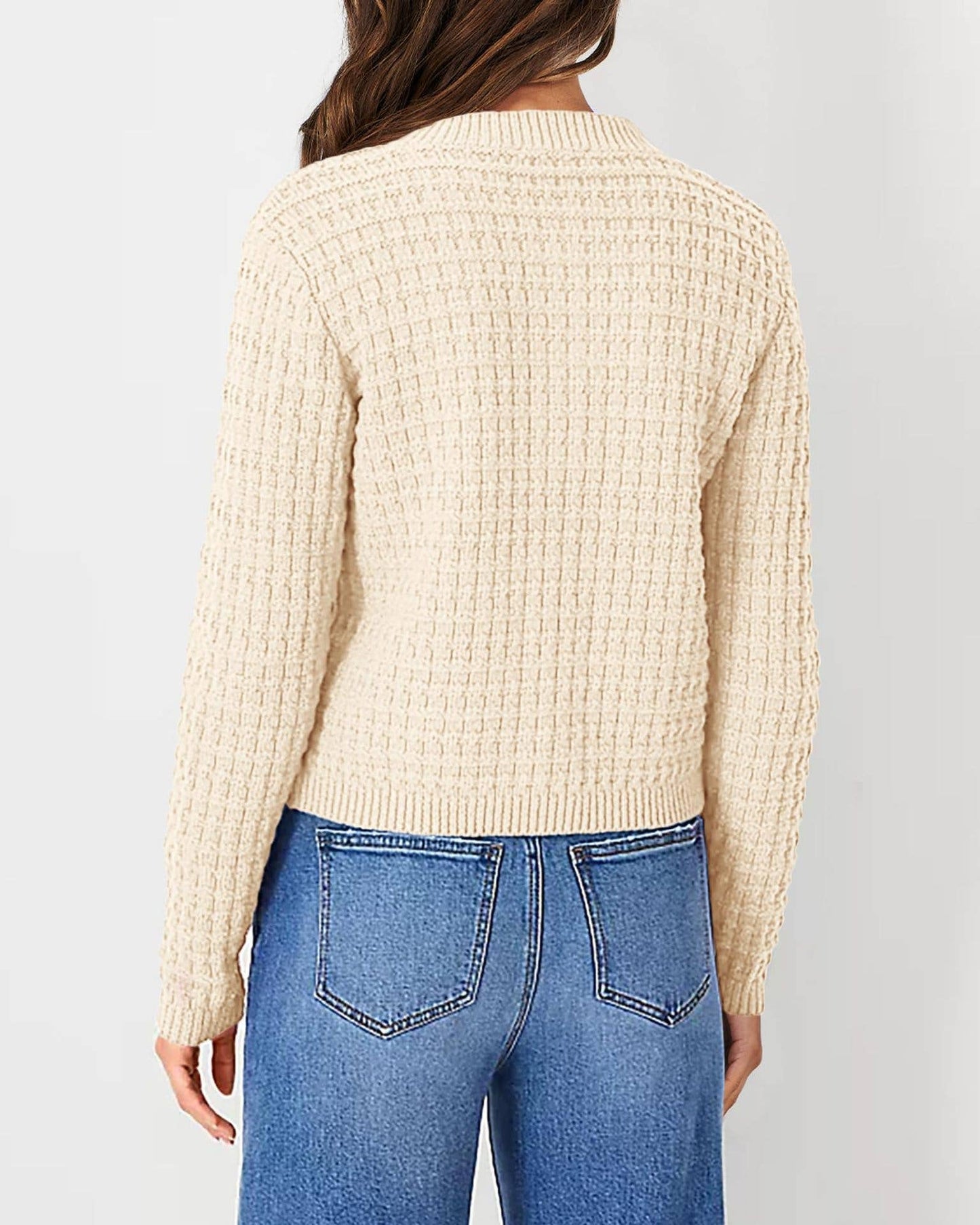 CREW-NECK BASIC SLIM-FIT SINGLE-BREASTED CARDIGAN