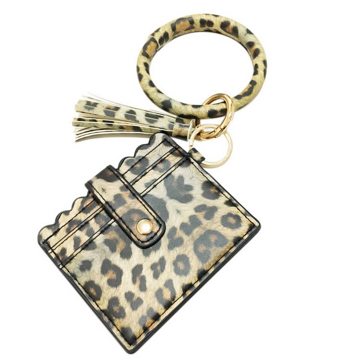 Leopard Keychain Bangle with PU Card Holder_CWAB5006