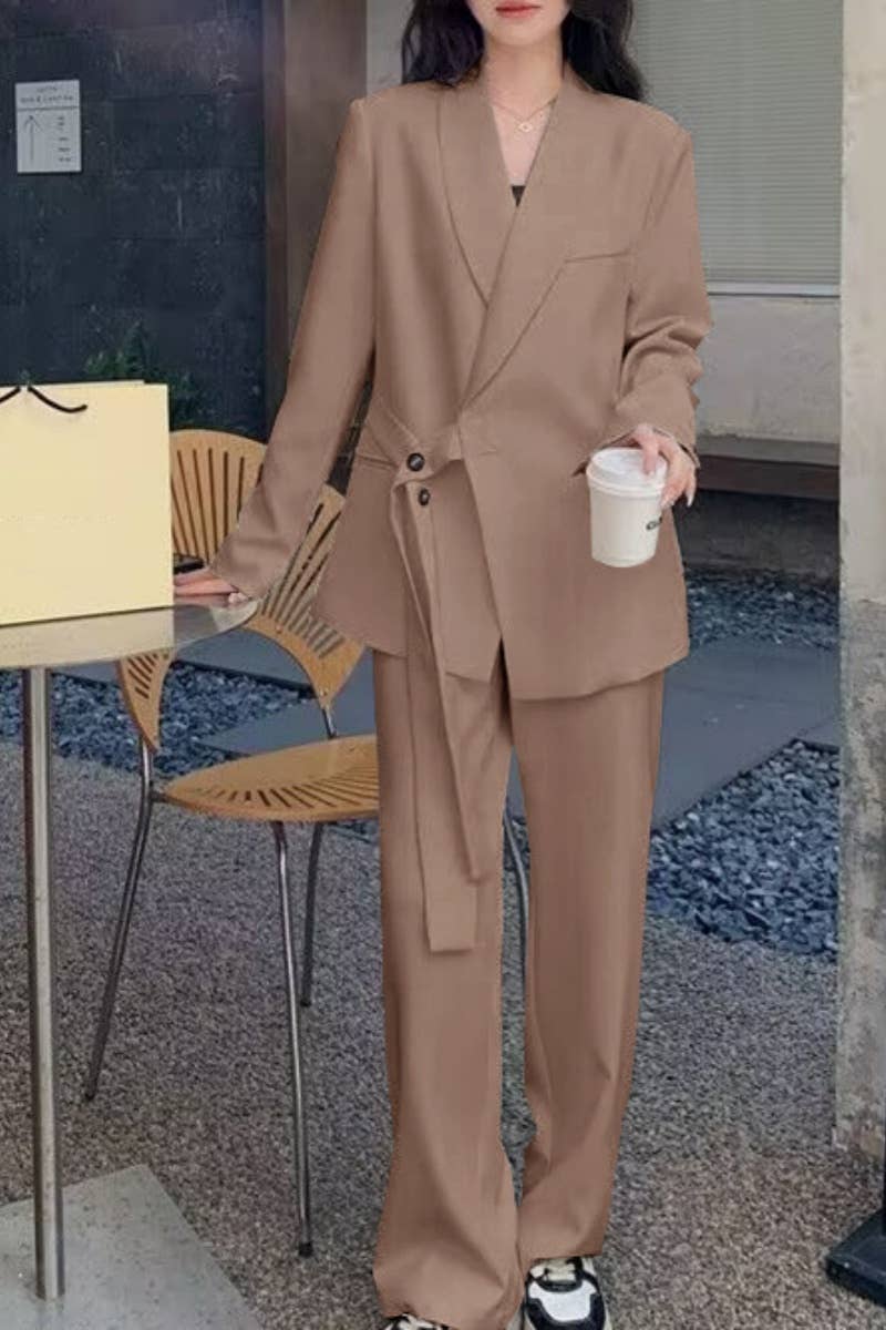 CWSS1047_FASHION DESIGN SENSE LACE-UP PANTSUIT