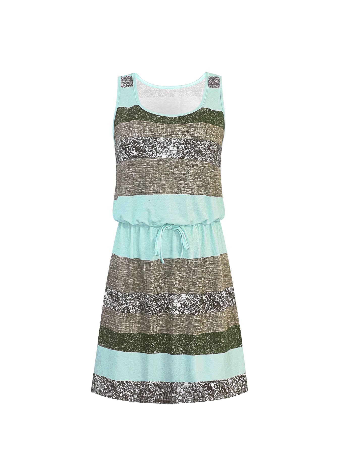 Casual U-neck striped printed sleeveless dress