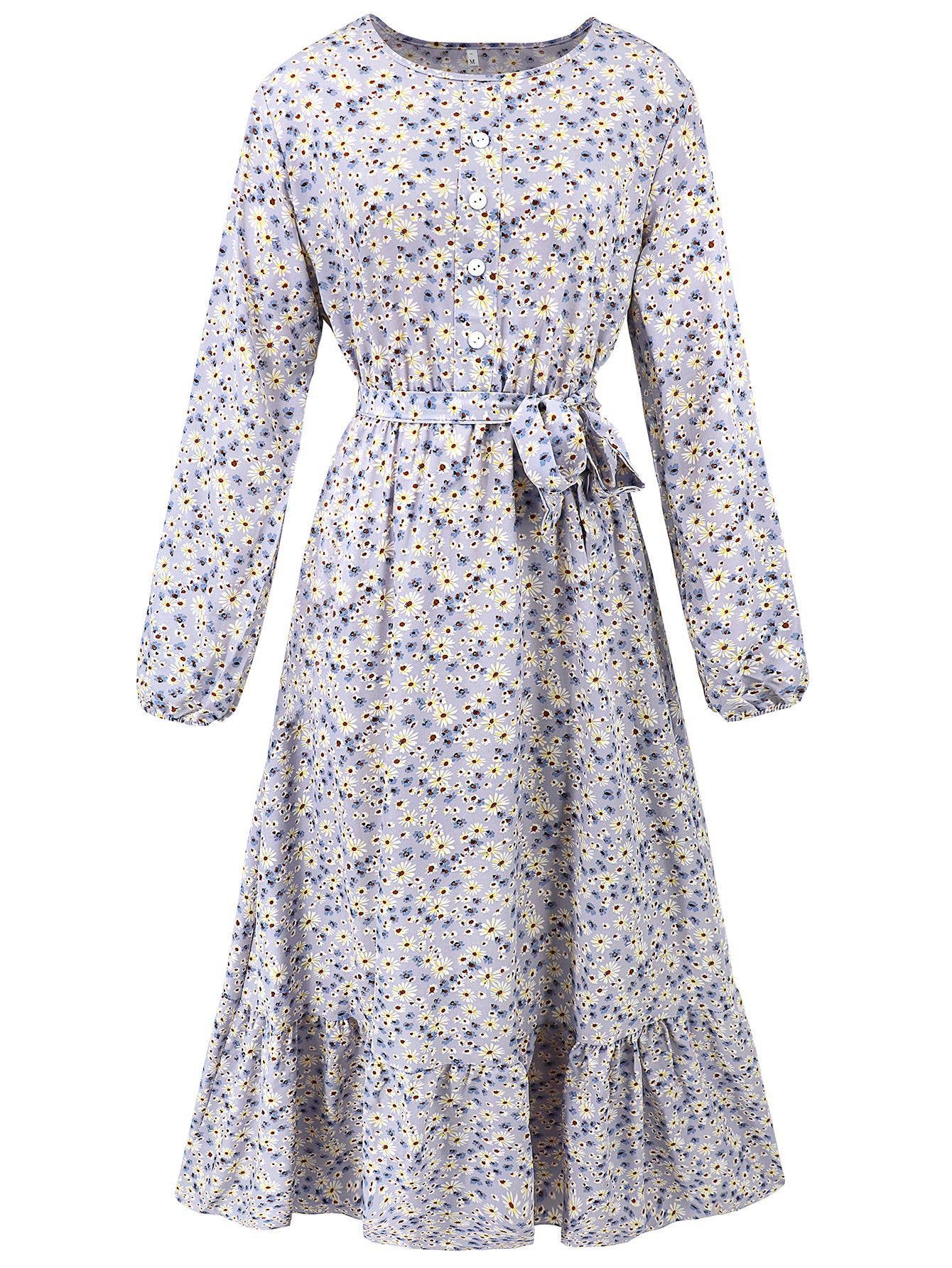 Button-Down Floral Long Beach Dress