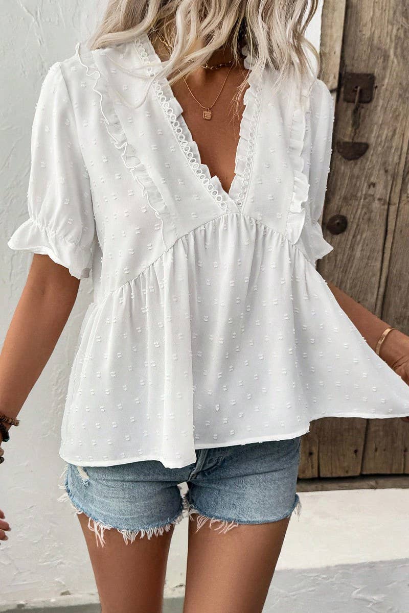 CWTBLS2237_SUMMER HOLIDAY STYLE FLOWERED FLUFFY SHIRT