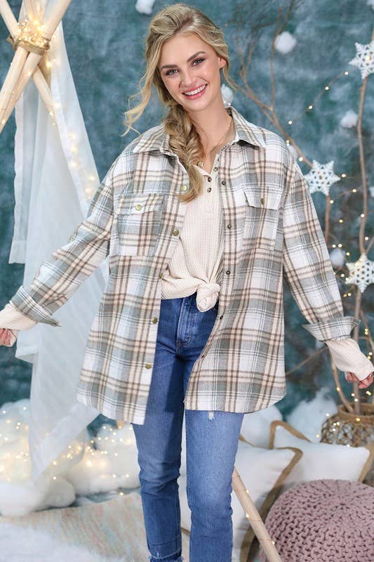 CWOJA187-P_PLUS SIZE TUNIC LENGTH SOFT FLANNEL PLAID JACKET