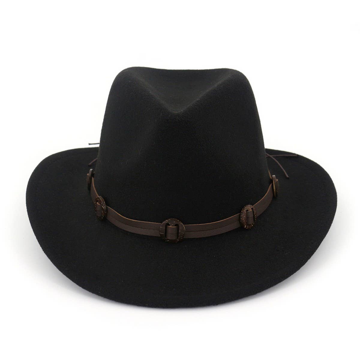 Coconut Shell Trim Felt Western Cowboy Hat_CWAH1785