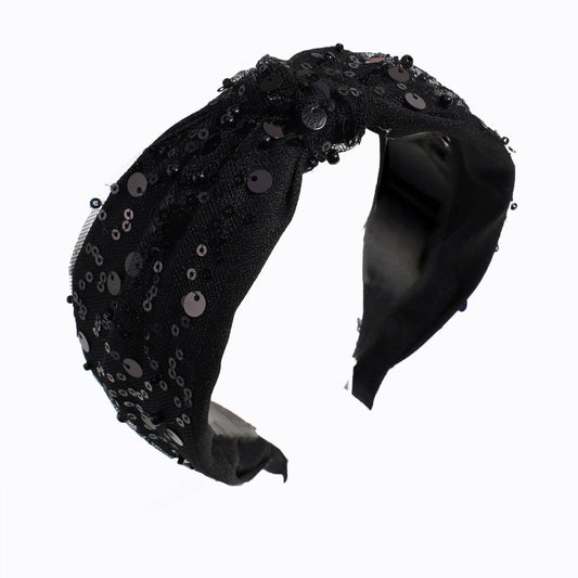 VINTAGE MESH SEQUIN KNOTTED HEADBAND